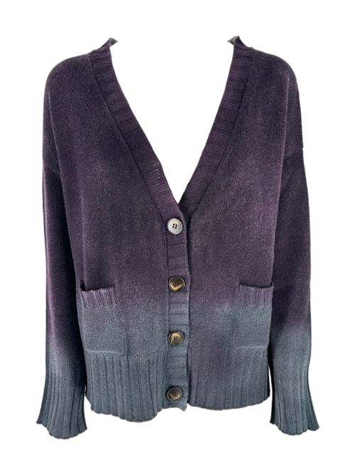 Women's aubergine degradé box cardigan Base Milano | B8365-857734